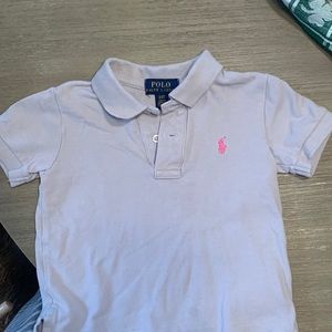 Polo Ralph Lauren 2T gray short sleeved polo with pink pony.